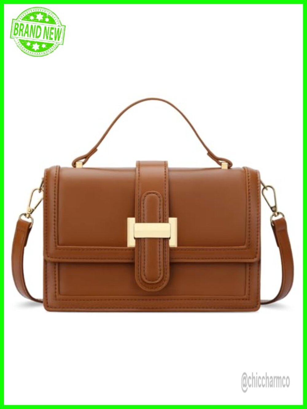 Vegan PU Leather Crossbody Bag Top Handle Purse Small Designer Handbag